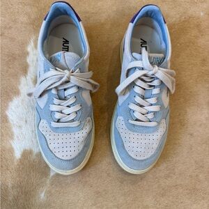 Autry Light Blue, White & Purple Suede Sneakers